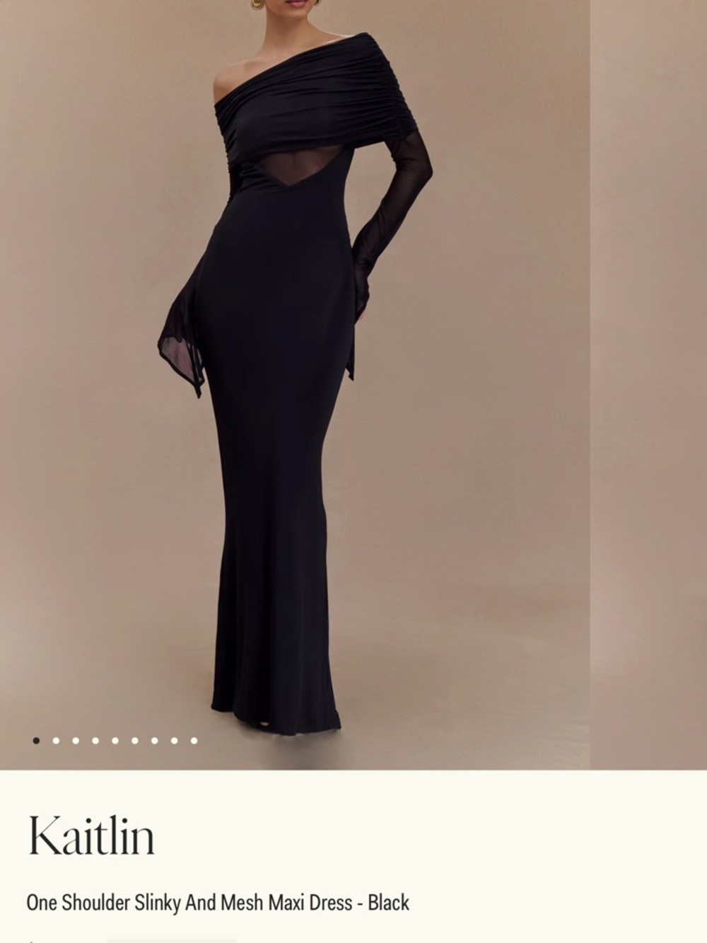 Meshki One-Shoulder Black Mesh Maxi Dress